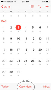 Open the iPhone's calendar app and click on Calendars